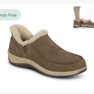 Orthofeet Lorin Tan Suede Slippers for Women - indoor/outdoor wear